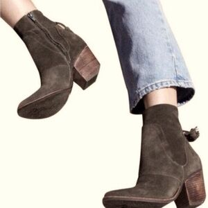 Matisse Laney Suede Leather Ankle Bootie Tassel Western Chunky Heel